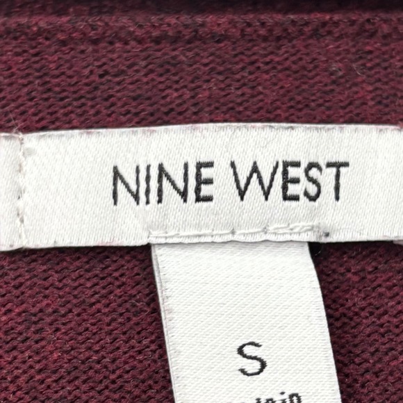 Nine West Burgundy Open Front Long Sleeve Cardigan Sweater Size S - Picture 2 of 4